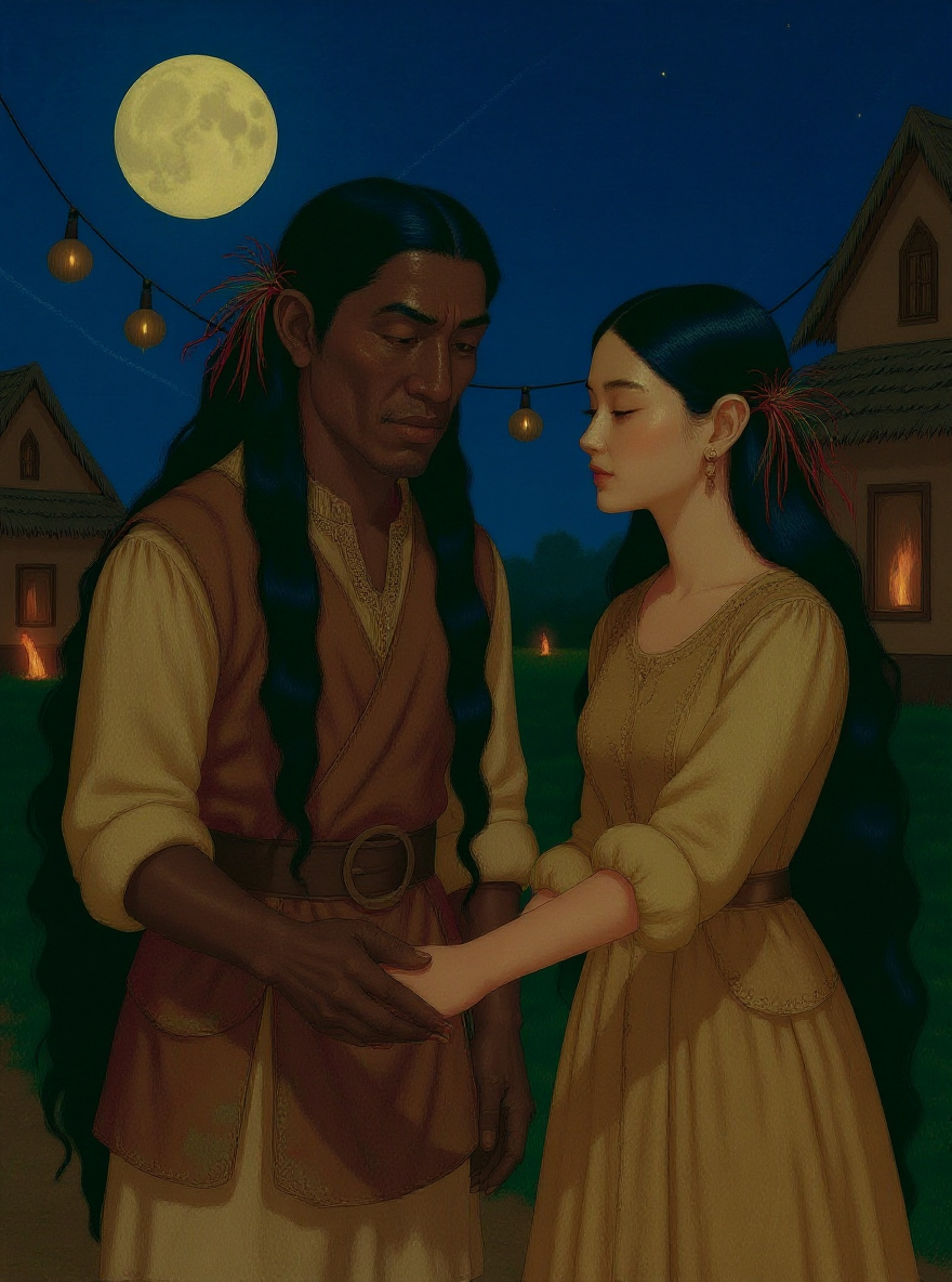 The bride holds out her hand to Song Ching, expression solemn under festival torches.