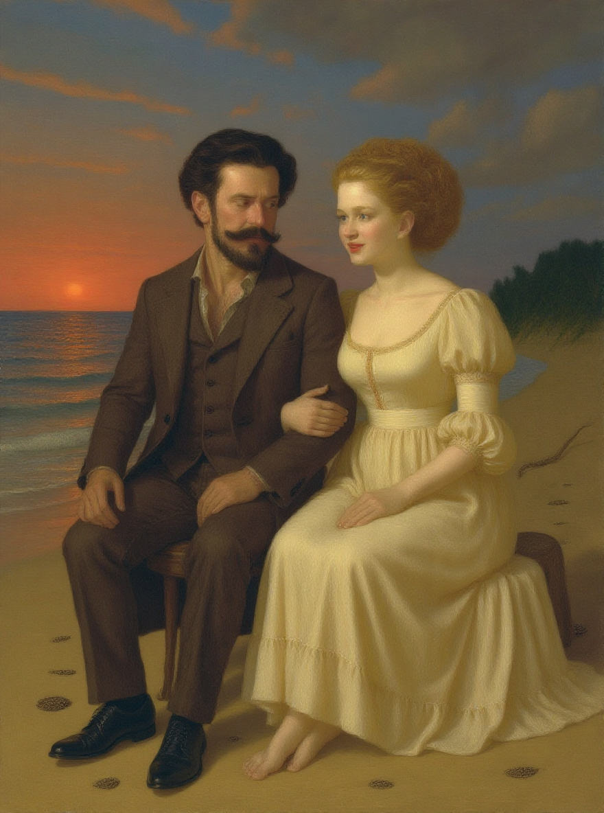 Shoulder to shoulder, Edna and Adèle watch the sea; tension hangs between them.