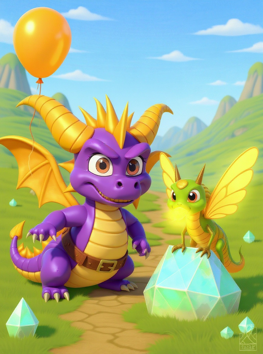 Spyro turns, nostrils flaring, as a distant crashing sound echoes. Sparx spins in alarm.