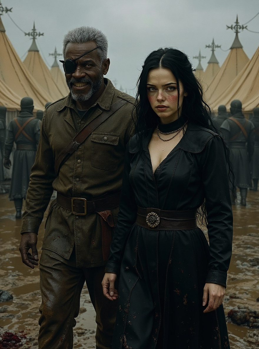 One-Eye wipes mud from his face, side-eyeing the silent Lady as they press on.