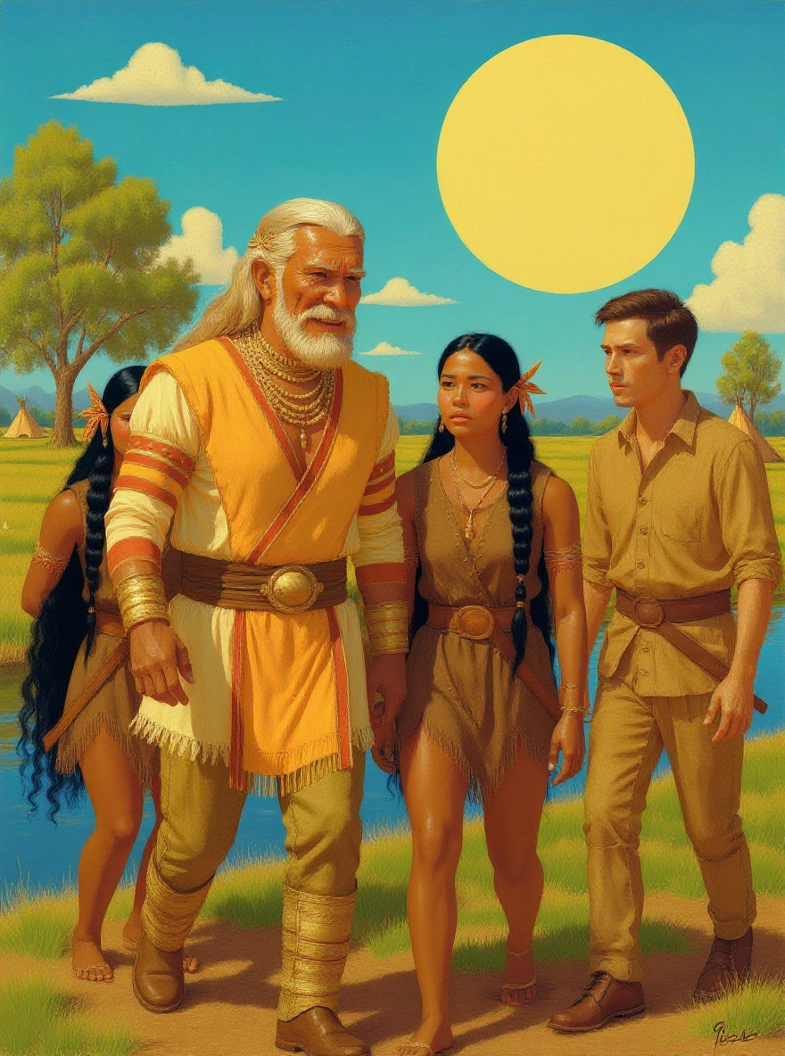 Three mindwipe agents, dressed as locals but off by small details, approach the riverbank with artificial smiles.