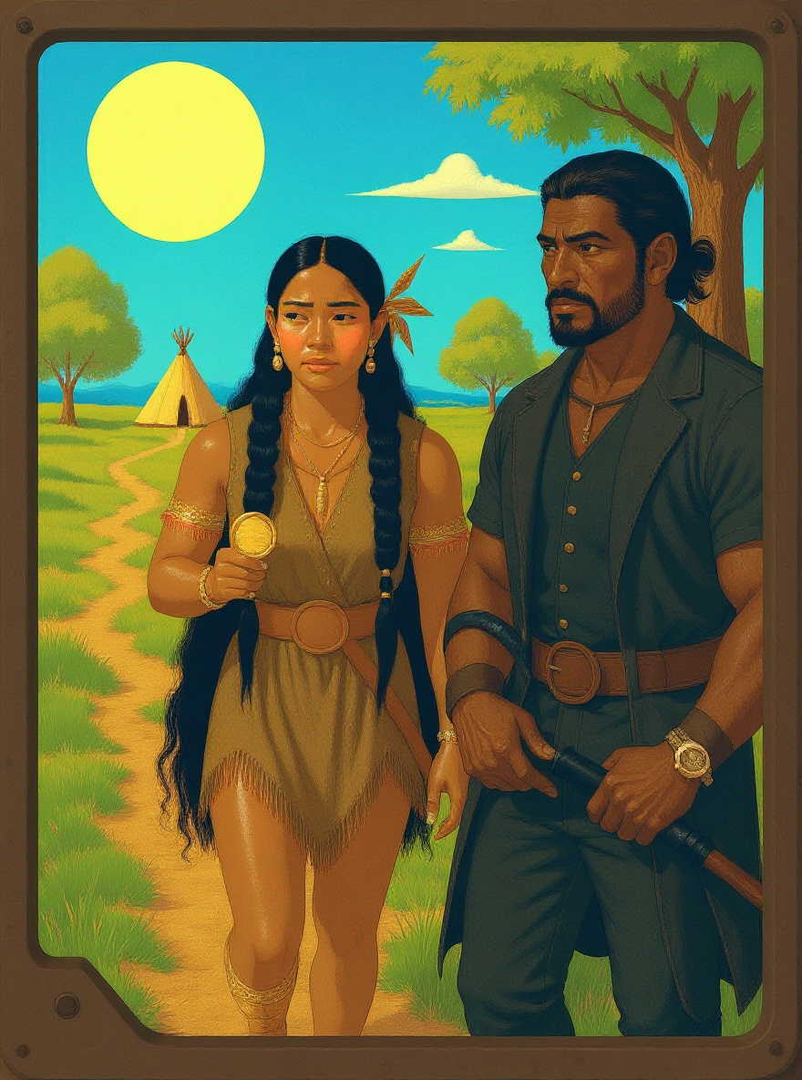 Raven and Manka Warlock emerge from the treeline, shadows long, weapons implied.