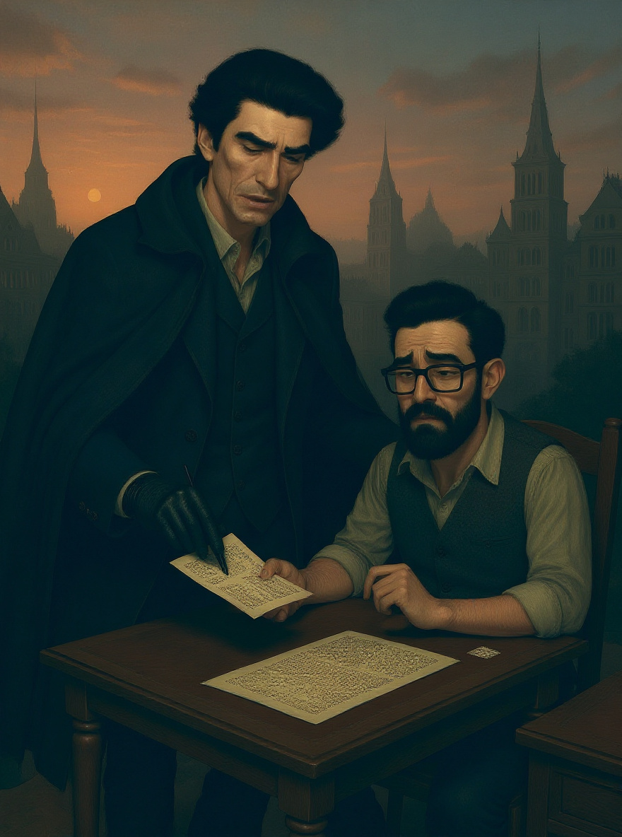On the tenement rooftop, Joe stands at the edge, arms outstretched, letter clenched. Sammy, shivering, grabs his elbow from behind. Rooftops and pale dawn sky. Empty top-right for balloon.