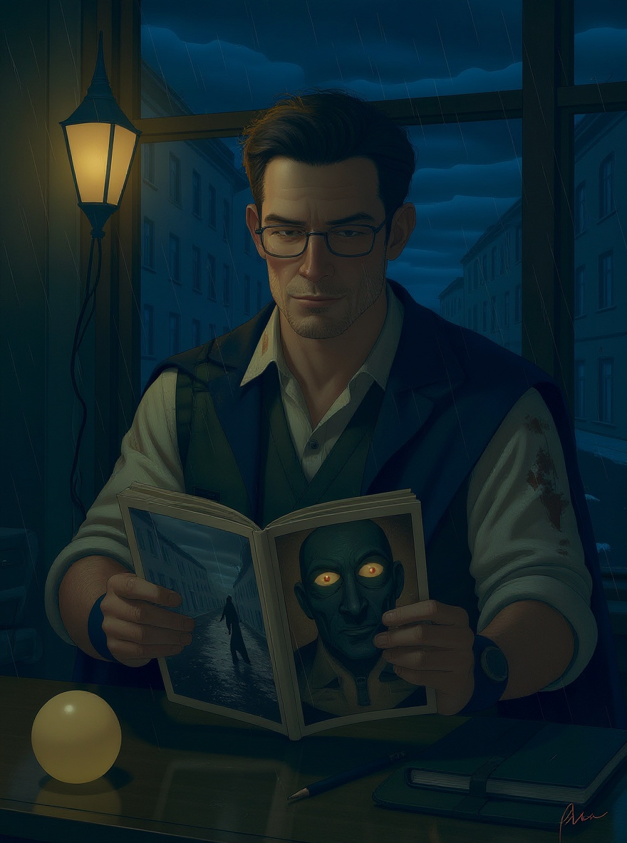 A close shot of the unfinished comic page: The Escapist’s mask, eyes shining against gray.