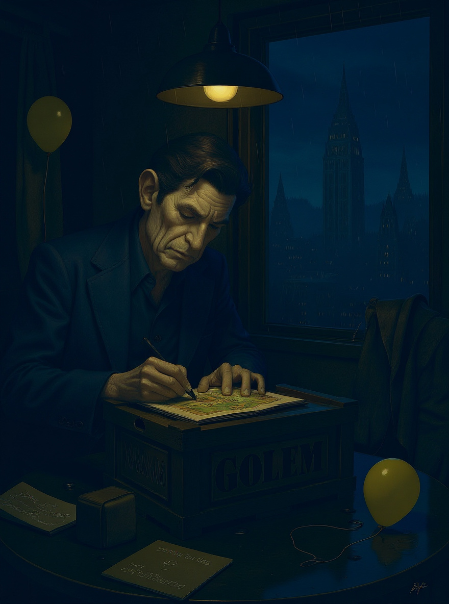 Close on Joe at his desk, a faint smile breaking his haunted expression as he sketches the Escapist.