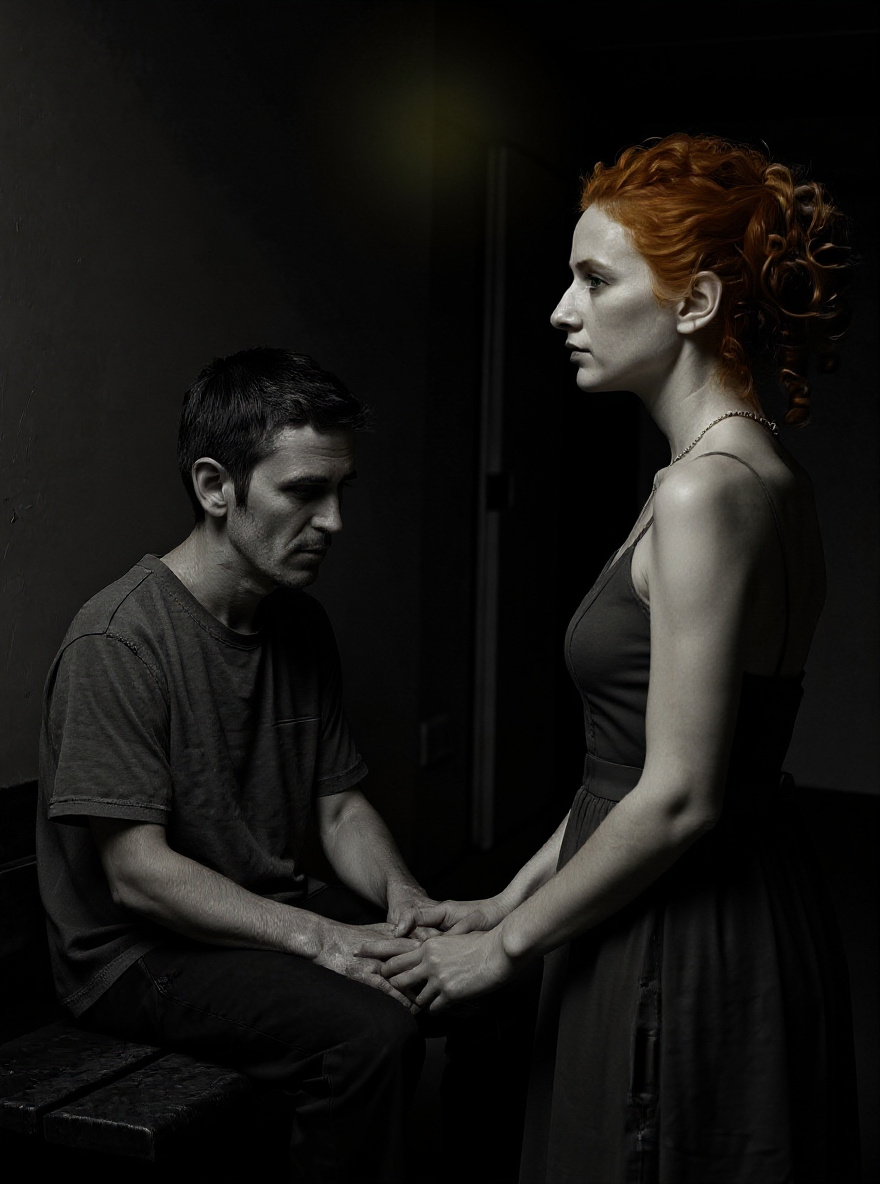 Close on Jonas and Fiona’s hands, not quite touching, shadows almost joined. The light fades, the hair's color just a memory.